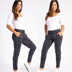 Betabrand Black Patterned Straight Leg Pants XL